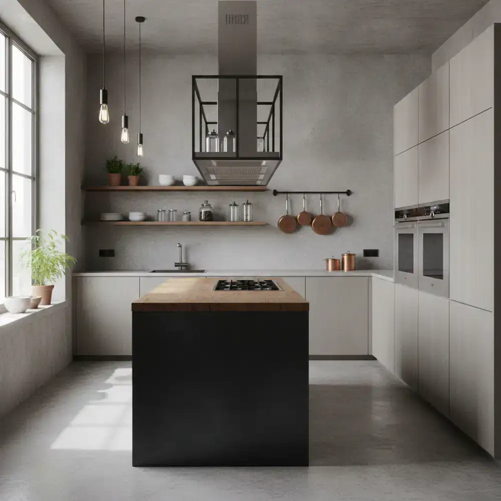 Final detailing of a newly constructed modern kitchen
